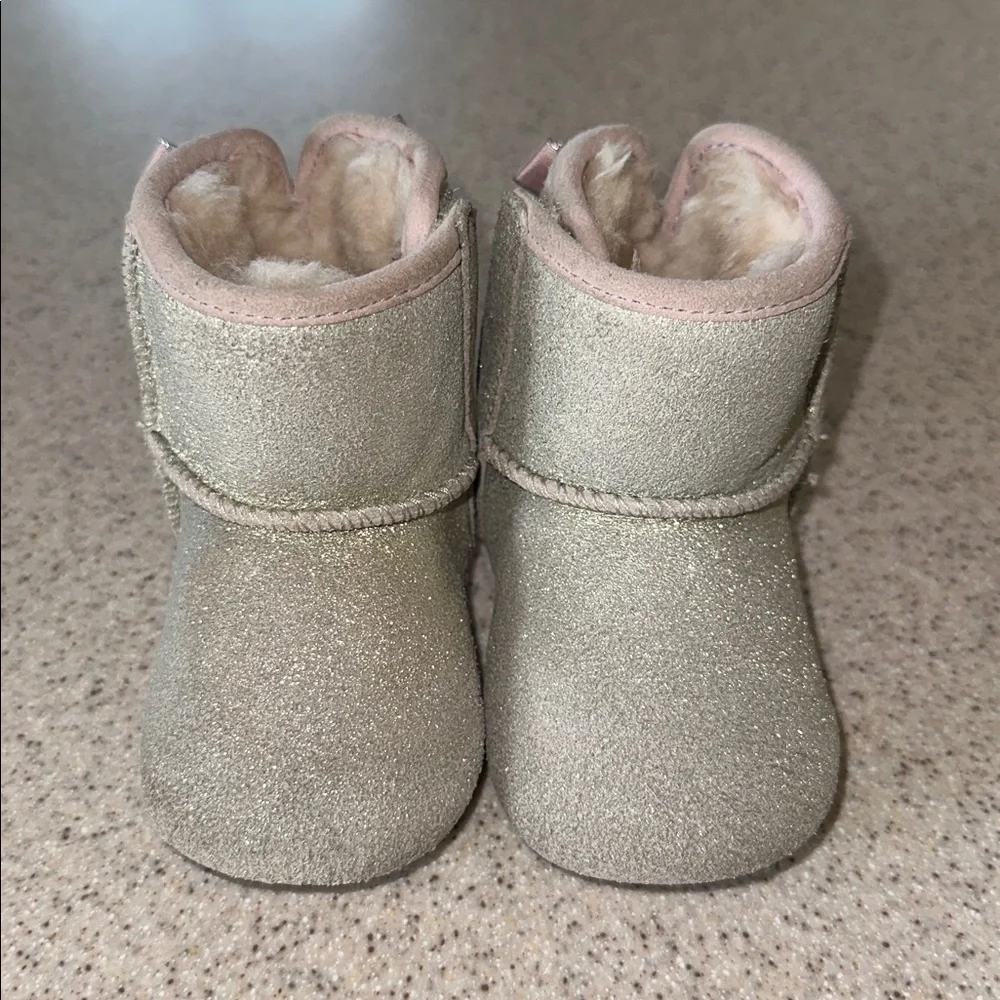 UGG Boots with Pink Bows and Gray Suede with Silver Sparkles size 2/3